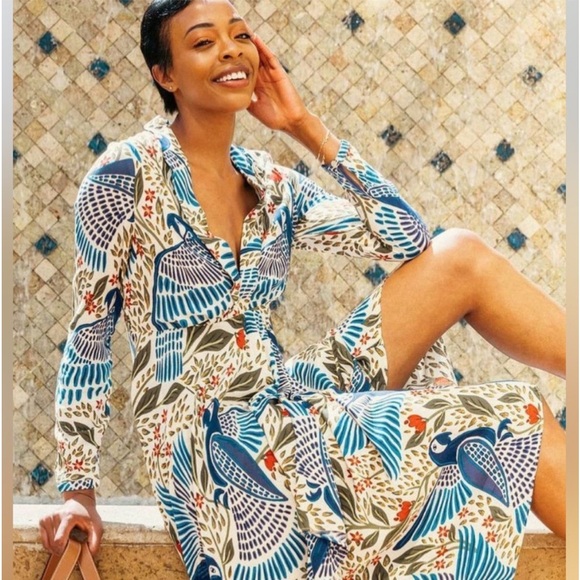 FARM Rio Dresses & Skirts - Farm Rio Blue Macaw Flight Maxi Dress